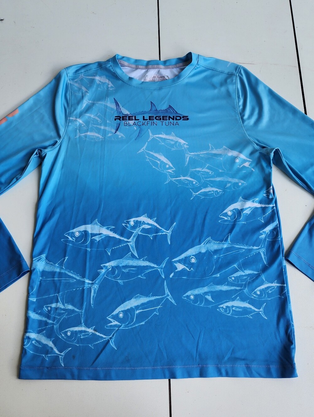 Reel Legends Blackfin Tuna Long Sleeve Fishing Shirt Blue Reel-Tec Boys Youth L